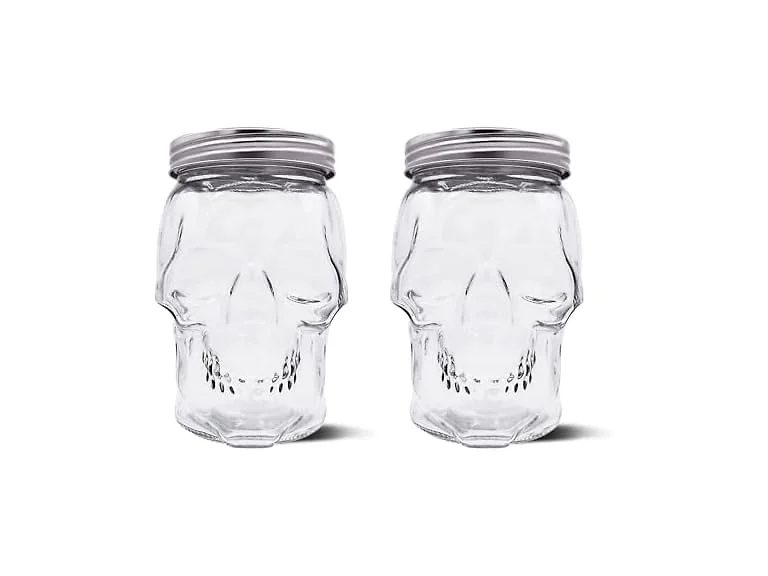 Skull Mason Jar Glass Container Set (42 oz)