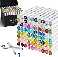 WELLOKB Alcohol Markers,80 Colors Dual Brush Tip Permanent Art Markers for Adults Coloring Illustrations Sketch,Christmas gift,Alcohol Based Marker with Case,for Book Painting Card Making