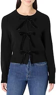 Amazon Essentials Women's Regular-Fit Long-Sleeve Tie Front Cardigan with Bows, Black, XX-Large