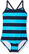Kanu Surf Girls' Big Layla One Piece Swimsuit, Navy/Aqua, 14
