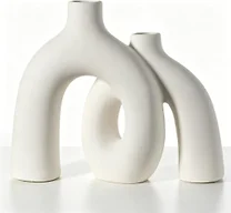 CEMABT Modern Nordic Boho Vase Set - Elegant White Matte Ceramic Home Decor for Living Room, Bookshelf, Mantel, Entryway Table & Console Décor | Shelf Decorations Gift