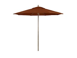 9ft Rd Faux Wood Metal Patio Umbrella, Push Open Pin Stop