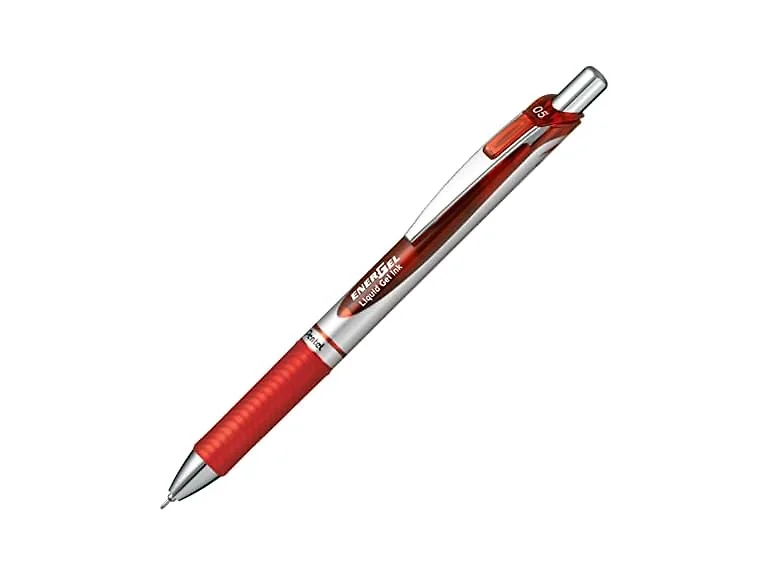 Pentel Energel Knock Ballpoint Pen, 0.5m Red Ink