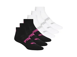 PUMA Women's 12-Pairs Quarter Crew Socks - Tan/Grey/White Multi