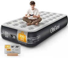 OhGeni 13" Raised Twin Air Mattress with Built in Pump, Blow Up Bed, 300lb