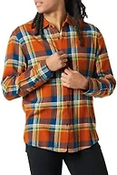 Amazon Essentials Men's Regular Fit Long-Sleeve Flannel Shirt, Soft Brushed Cotton, Lightweight yet Warm, Blue Rust Orange Plaid, Large