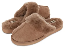 Floopi FLOOPI-407-TAUP-6 6 Womens Vegan Leather EVA Scuff Slipper Taupe