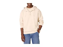 Amazon Essentials Men's Quarter-Zip Oversized-Fit Hoodie Sweatshirt, Light Beige, Medium
