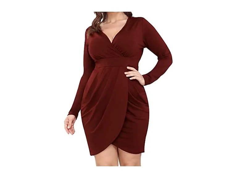 Poseshe Women (4XL) Dresses V Neck Dress V Dress