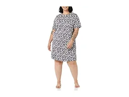 Amazon Essentials Women's Cotton Modal Knit Jersey Sleep Tee Nightdress, Navy Silhouette Floral, XX-Small