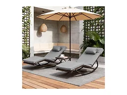 zzwhom 8030 Outdoor Lounge Chair Set of 3 Gray