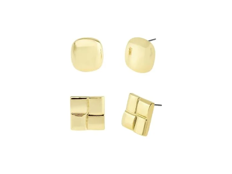 Steve Madden Women's Vintage Square Button Duo Ear