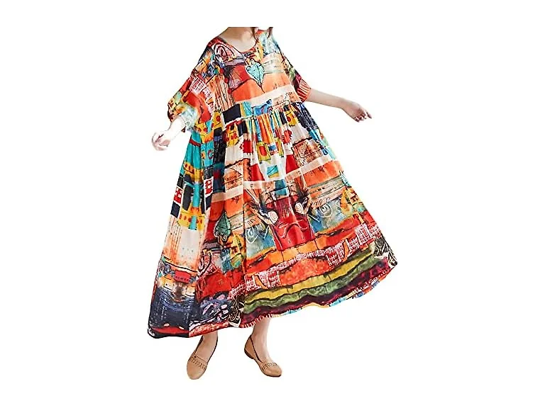 Versear Women Paint Maxi Loose Dress