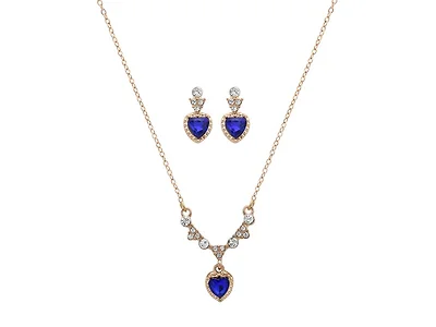 Blue Heart Necklace & Earrings Set