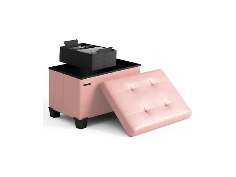 Storage Ottoman Cube Bin 16in Pink