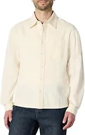 Amazon Essentials Men's Modern Oversized-Fit Denim Button-Down Shirt, Ecru, Medium