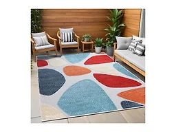 Superior Tulip Indoor Outdoor Area Rug, Perfect for Patio, Poolside, Backyard, Playroom, Kitchen, Bedroom, Dining Room, Entryway, Mudroom, Modern Geometric Floor Cover, 6' x 9', Multicolor