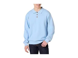 Amazon Essentials Men's Relaxed-Fit Knit Polo Sweater, 100% Cotton, Powder Blue, Large