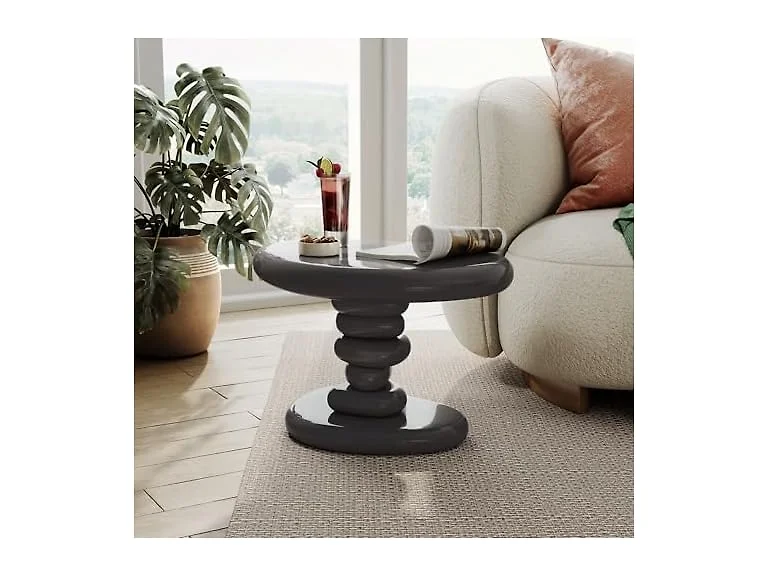 Kavren Oval Pedestal Table Dark Grey