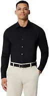 Amazon Essentials Men's Regular Fit Stretch Wrinkle Free Spread Collar Dress Shirt, Black, Medium