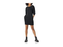 Amazon Essentials Women's Fleece Blouson Sleeve Crewneck Sweatshirt Dress (Available in Plus Size), Black, 3X