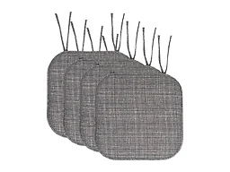 Sweet Home Collection SHC-TIES-CHAIR-PAD-ARIA-MUL/GRY-4PK 4PK Memory foam chair cuhsions Grey