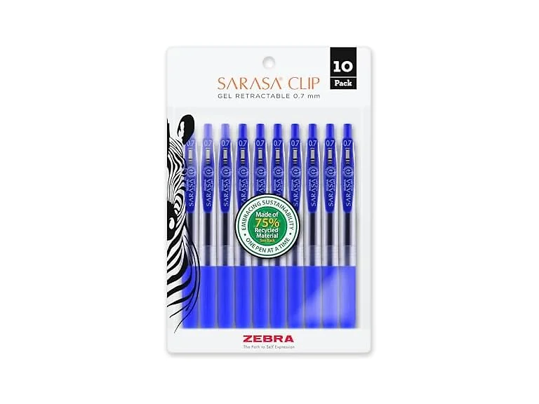 Zebra Pen SARASA Clip Retractable Gel Pen 10-Pk