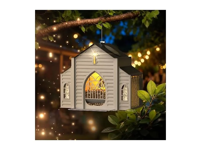 MrCrafts Church Bird Feeder Solar Light