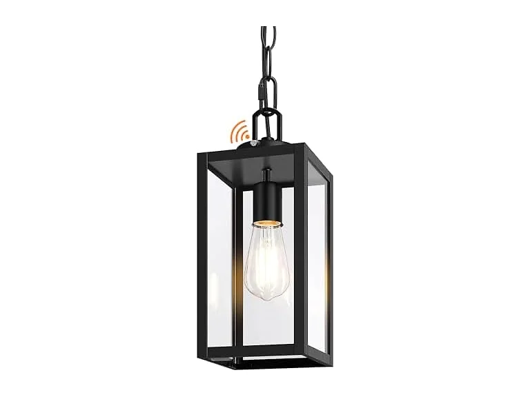 BesLowe Dusk to Dawn Outdoor Pendant Light, Black