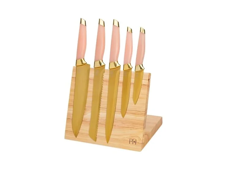 Paris Hilton 6pc Knife Block Pink/Gold