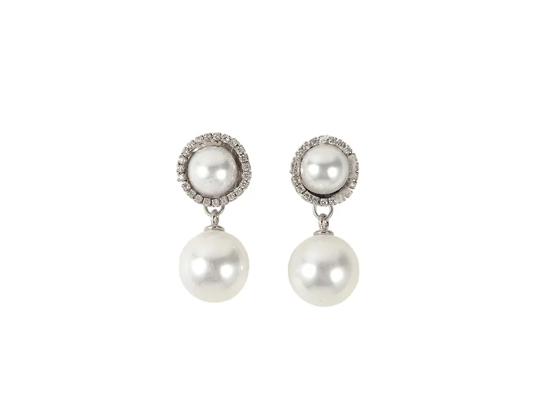 SS Double Mother of Pearl Drop Earrings