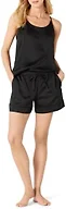 Amazon Essentials Women's Satin Pajama Top and Shorts Set, Black, XX-Large