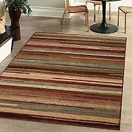 Superior Indoor Area Rug, Jute Backed Modern Floor Decor for Home Hallway, Living Room, Office, Kitchen, Dining, Entryway, Bedroom, Abstract Lines, Fulgor Collection, 7' x 9', Beige Multi