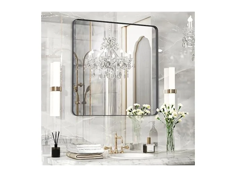 Fun Memories 30x30 Black Bathroom Mirror