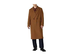 Amazon Essentials Men's Relaxed-Fit Double Breasted Wool Blend Longline Topcoat, Caramel Heather, X-Large