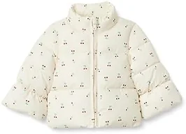 Amazon Essentials x Sofia Grainge Toddler Girls' Taffeta Puffer Jacket, Ivory Cherries, 2T