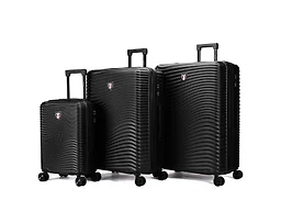 Tucci Italy Spettro 3-Piece Expandable Hardside Spinner Luggage Set, Black