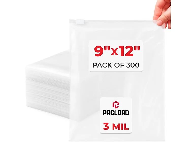 Paclord 1 Gallon 9" x 12" Slider Zip Poly Bags, Pack of 300