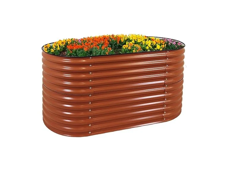 Sunnydaze HST-891 62.5" Oval Raised Garden Bed, Brown
