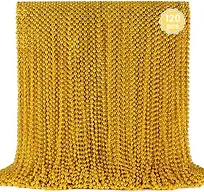 YAXINRUI 120 PCS Gold Mardi Gras Beads, Gold Bead Necklaces, Christmas Necklace, 33 Inch Round Beaded Necklace for Mardi Gras Party Christmas New Year Eve Festive Events, Party Favors