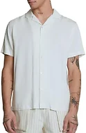 Forever 21 Cuban Collar Short-Sleeve Shirt Taupe Medium