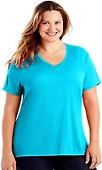 JUST MY SIZE Women's Plus-Size Cooldri s/V-Neck, Process Blue, 1X