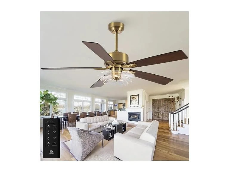 Parrot Uncle F6035GD 52 Inch Modern Gold Fan with Remote