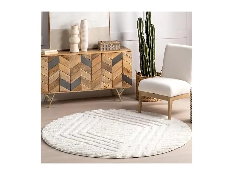 Nuloom Risette Ivory 6 Round Geometric