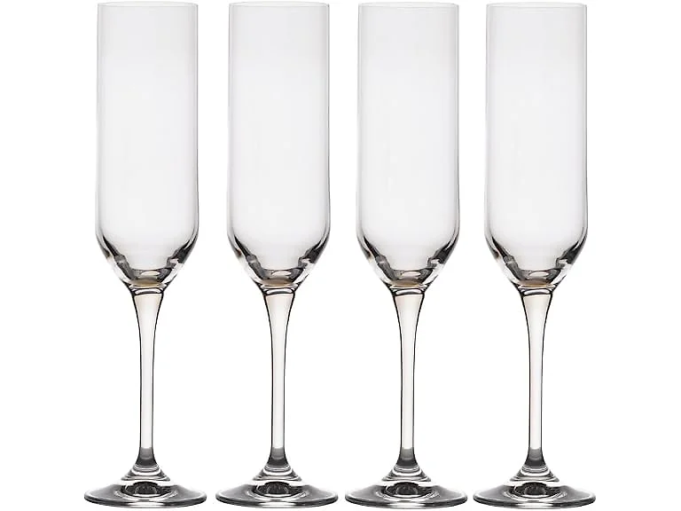Mikasa Upton Lead-Free Champagne Flute Glasses, Set of 4, 8 Ounce