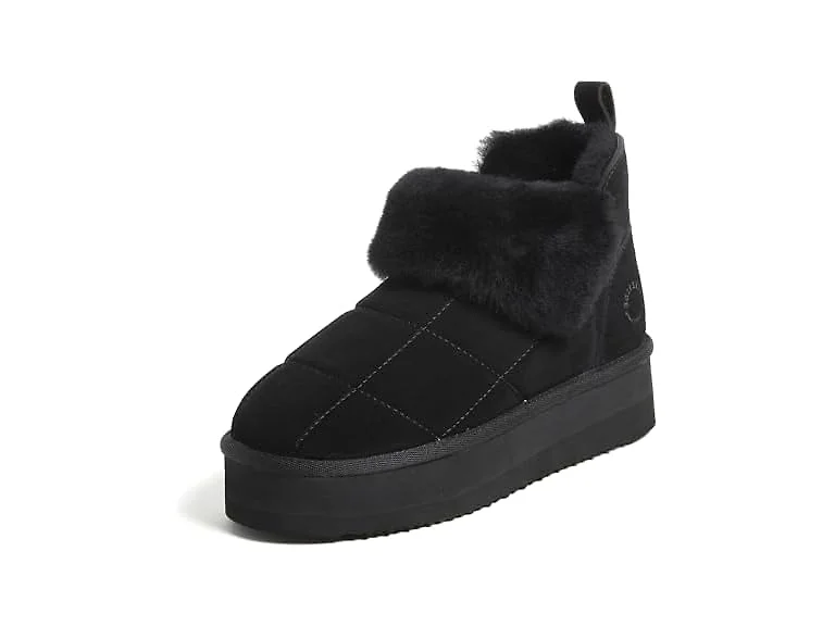 Dearfoams Womens Bayswater Platform Shearling Bootie