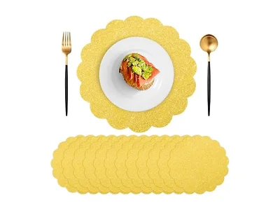 60 Pcs Gold Glitter Paper Placemats