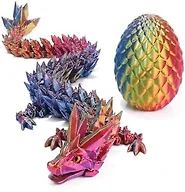 3D Printed Dragon Egg with Articulated Crystal Design – Surprise Toy for Kids, Fidget Dragon Inside, Cool Party Favors for Boys Girls Ages 4-12 (Red-Yellow-Blue)