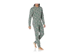 Amazon Essentials Men's Knit Pajama Set, Black Folkloric, Medium