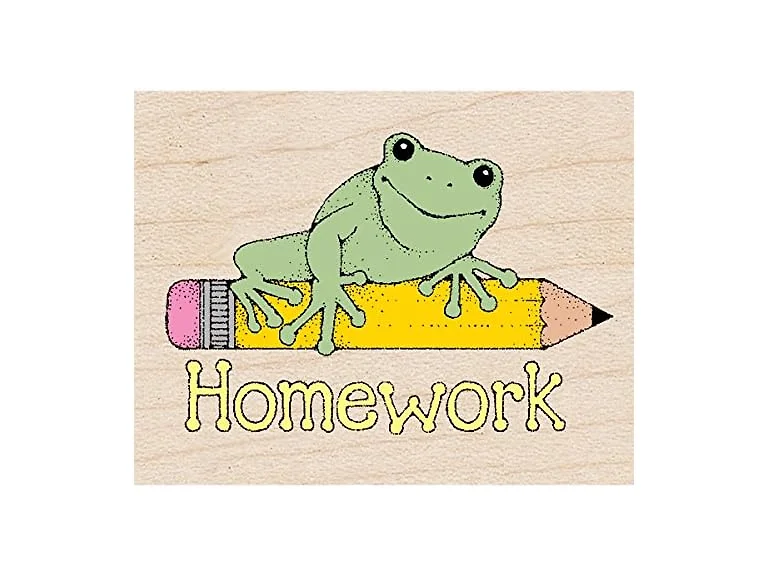 Hero Arts D291 Homework Frog Woodblock Stamp